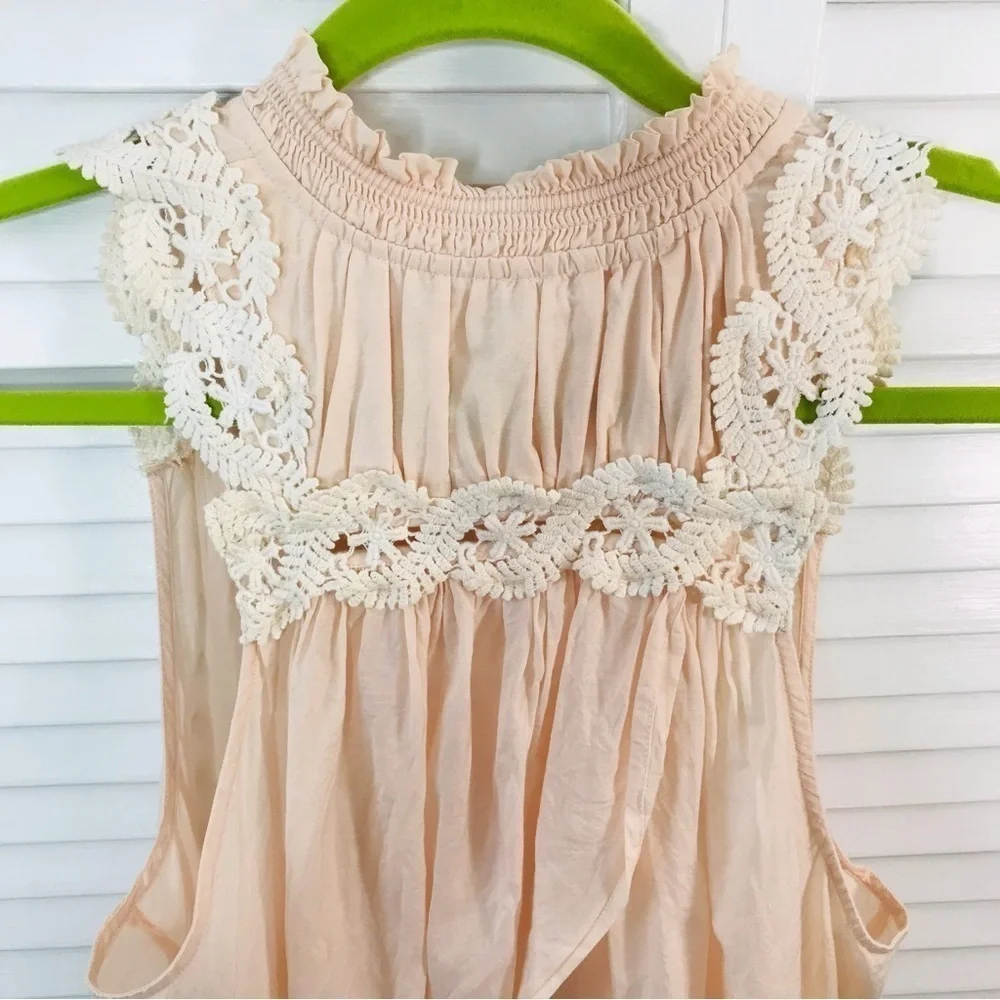FREE PEOPLE Light Pink Button Down Blouse Size Large